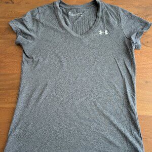 Grey Vneck Under Armor Heat Gear Shirt - Womens Size Small